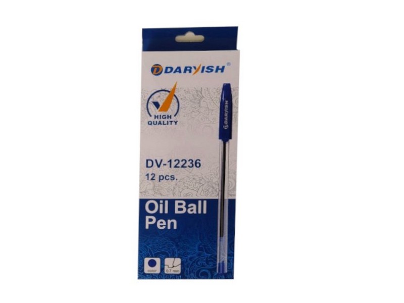 Ручка масляная DARVISH прозрачный корпус 0,7мм СИНЯЯ (12шт/уп)