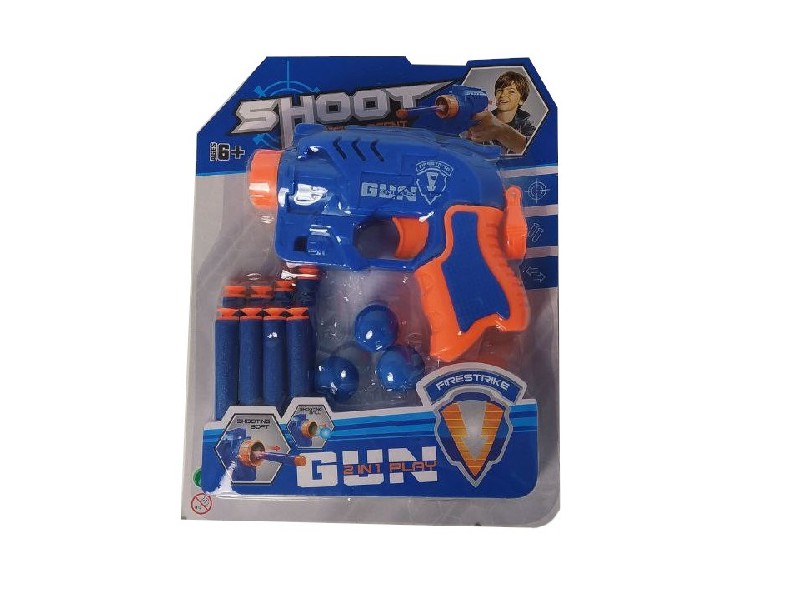 Бластер с мягкими пулями и шариками 27*21 см на планшете 168-9B