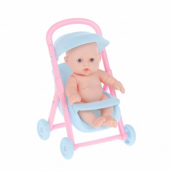 Купить оптом Пупс 11 см с коляской в сетке 200106047 в Луганске