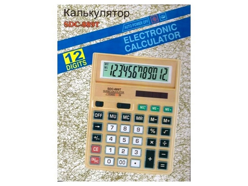 Купить оптом Калькулятор настольный 12-разрядный прозрачные кнопки 19*14 см SDC-889T в Луганске