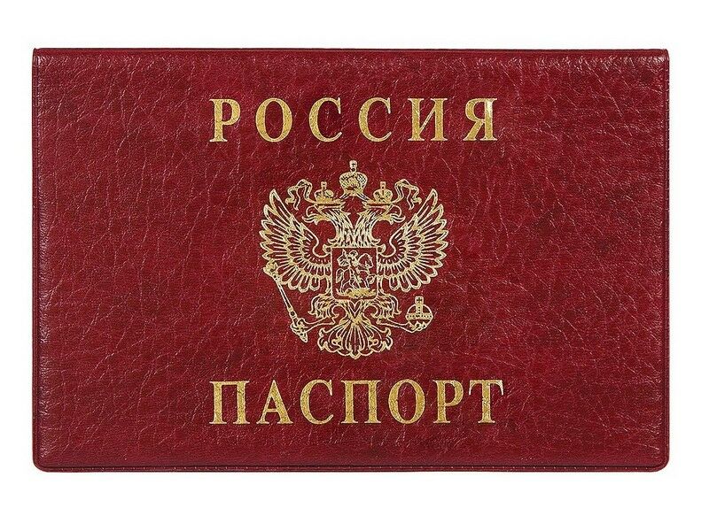 Обложка для паспорта РФ горизонтальная, герб тиснение бордо