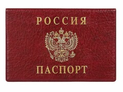 56789 [2203.Г-103]Обложка для паспорта РФ горизонтальная, герб тиснение бордо