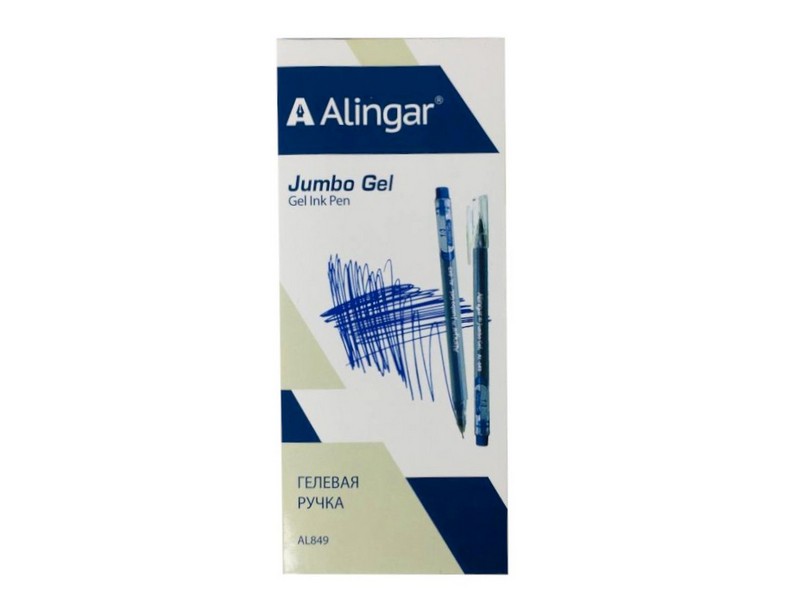 Ручка гелевая «ALINGAR. Jumbo GeL" прозрачный трехгранный корпус 0,5мм СИНЯЯ (12шт/уп)