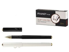 56824 [PT-305]Ручка масляная «PIANO» черный/белый корпус 0,7мм СИНЯЯ (12шт/уп)