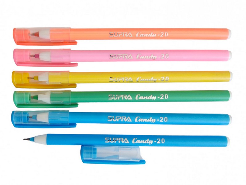 Ручка масляная «SUPRA Candy» цветной корпус 0,7мм СИНЯЯ (50шт/уп)