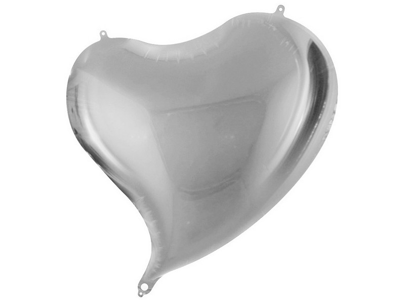Шар-сердце «Изгиб» серебро 46 см