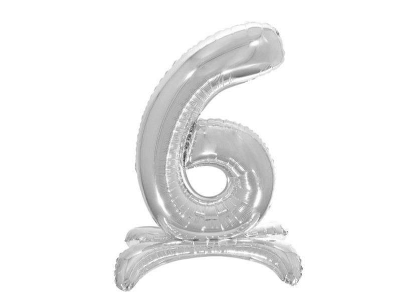 Шар-цифра «6» на подставке серебро 81 см