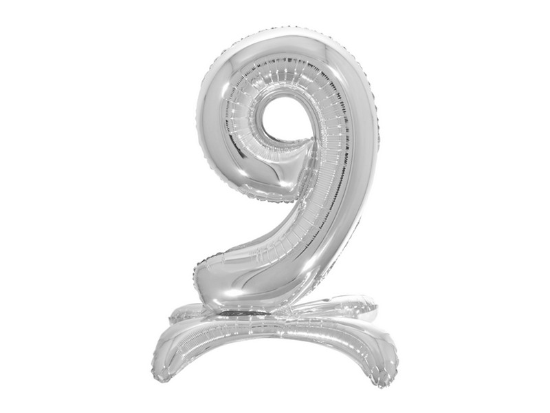Шар-цифра «9» на подставке серебро 81 см