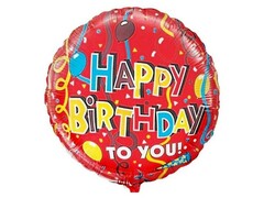 57070 [401501]Шар-круг «Happy Birthday to you!» (ленты) красный 46 см