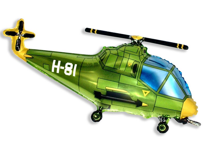 Шар-фигура «Вертолет» зеленый 97 см