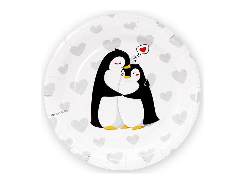 Набор тарелок «Влюбленные пингвины» 18 см 6 шт
