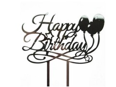 57250 [615070]Топпер пластиковый «Happy Birthday. Воздушные шарики» серебро 14*16 см