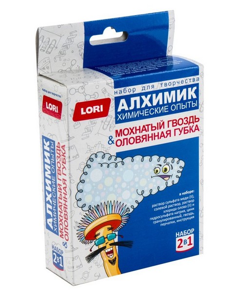 Купить оптом Химические опыты 2 в 1 "Мохнатый гвоздь и Оловянная губка" Оп-077 в Луганске