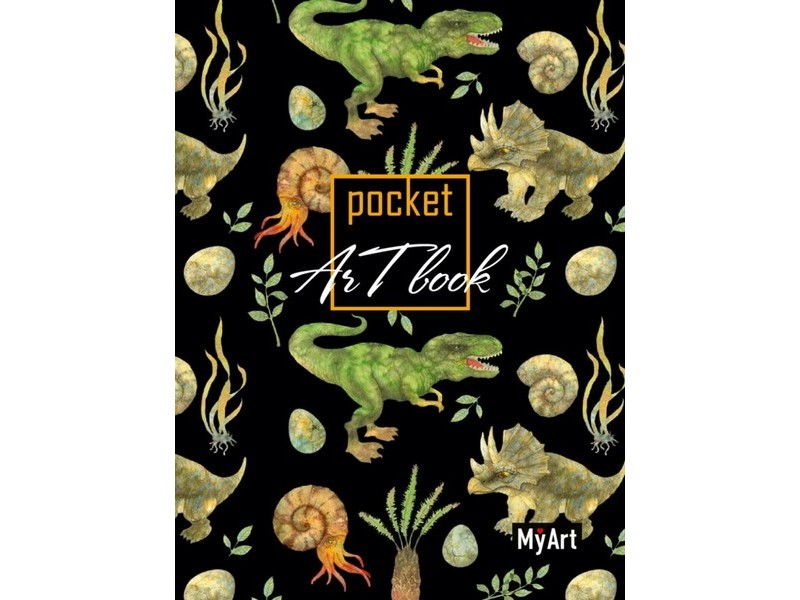 MyArt. Скетчбук 100*138 мм 80 л ДИНОЗАВРЫ (отрыв. блок, мат. лам.)