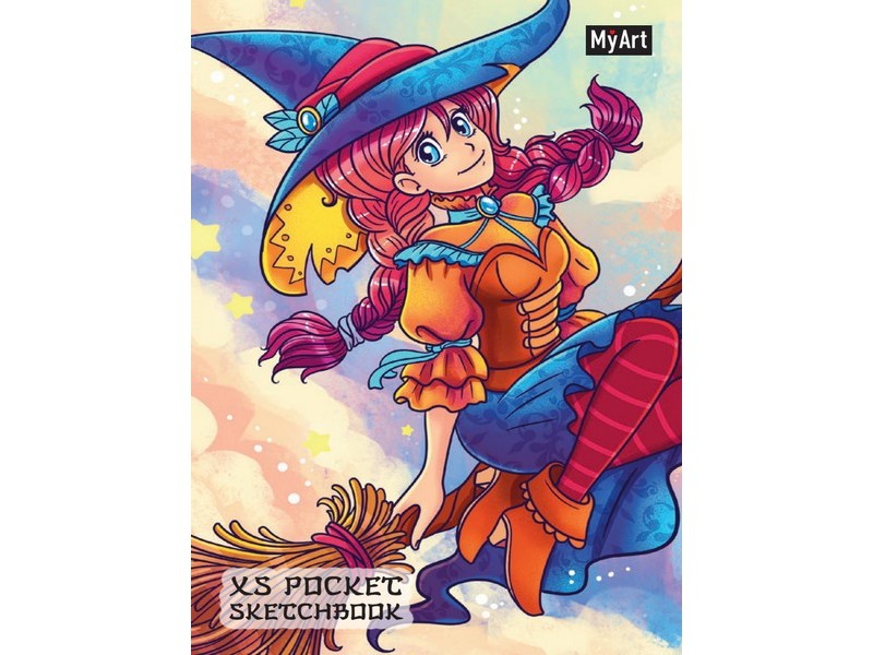 MyArt. СКЕТЧБУК А6 48 л АНИМЕ. МАЛЕНЬКАЯ ВЕДЬМОЧКА (7БЦ, глян. лам.)
