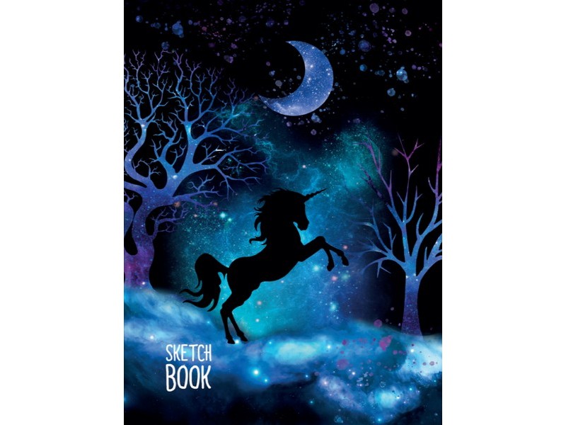 СКЕТЧБУК А5 80 л ВОЛШЕБНЫЙ ЛЕС (7БЦ, мат. лам., на резинке)