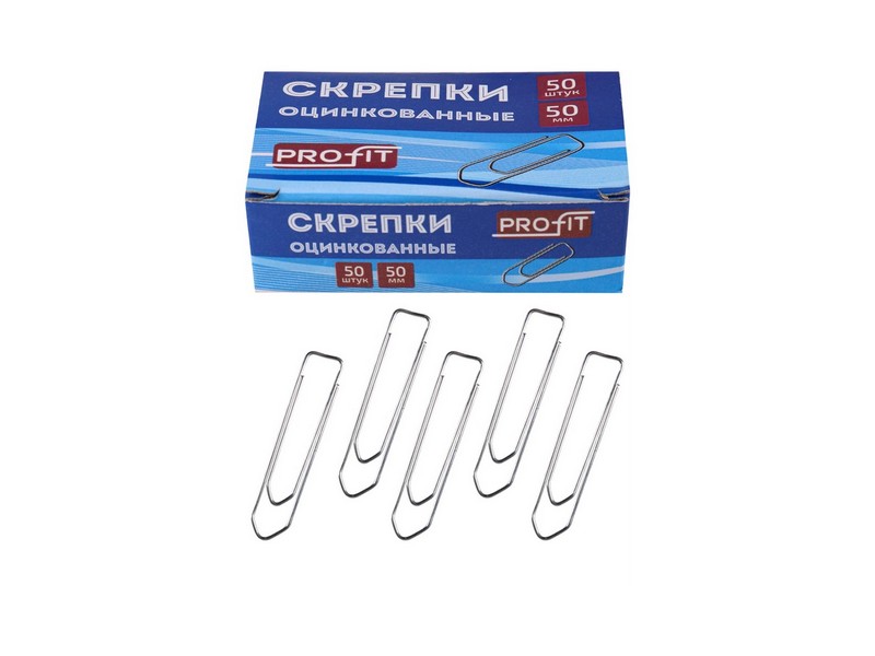 Скрепки 50 мм (оцинк., прямоугольные) 50шт/уп