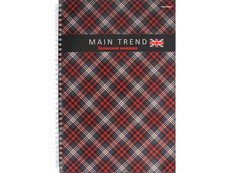 Записная книжка А4 120л. «КОСАЯ КЛЕТКА» (7БЦ, гребень, глян. лам.)