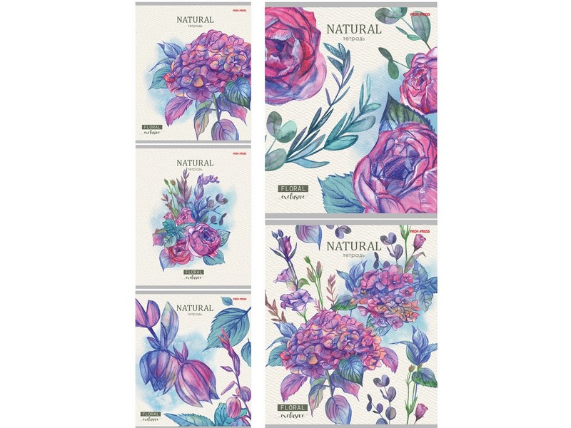 Тетрадь ЛИНИЯ 24л "НАРИСОВАННЫЕ ЦВЕТЫ-2" (цвет. мелов. обл.)