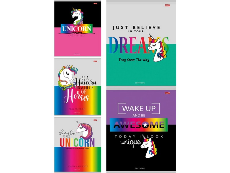 Тетрадь КЛЕТКА 48л. КОЛОР БЛОК И ЕДИНОРОГИ (цвет. мелов. обл.)