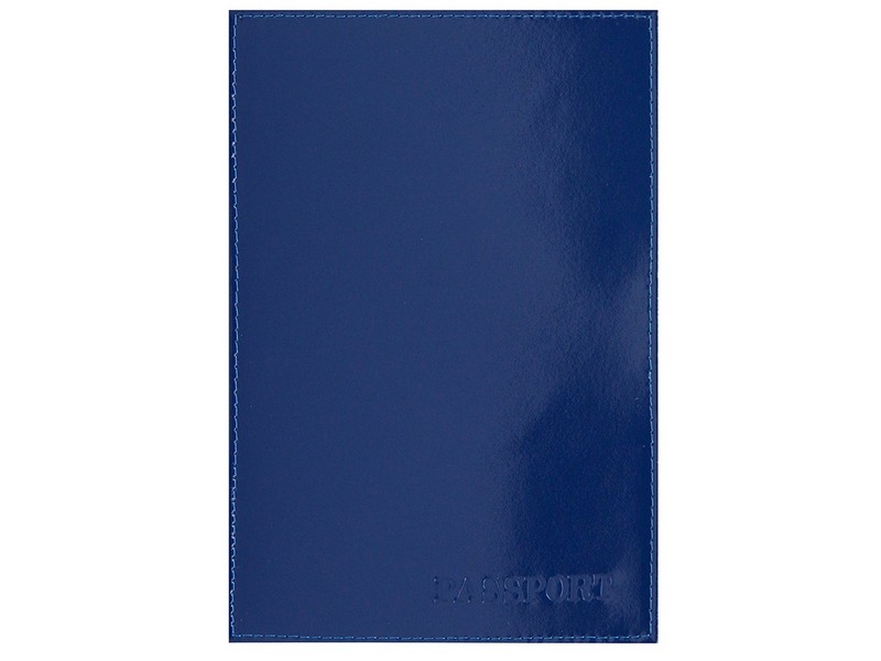 Обложка для паспорта из натуральной кожи синяя ОП-0834