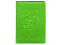 59296 [ОП-9772]Обложка для паспорта из мягкой "экокожи" с гербом салатовая ОП-9772