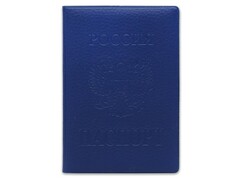 59297 [ОП-9774]Обложка для паспорта из мягкой "экокожи" с гербом синяя ОП-9774