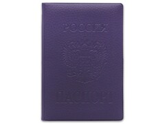 59298 [ОП-9775]Обложка для паспорта из мягкой "экокожи" с гербом фиолетовая ОП-9775