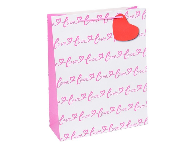 Пакет подарочный «ЛЮБОВЬ» розовый 18*23*10см (мат. лам.) ППК-1804