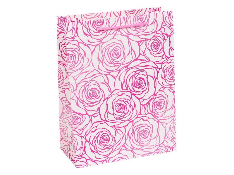 Пакет подарочный «АЖУРНЫЕ РОЗЫ» розовые 31*42*16см (мат. лам.) ППК-1945