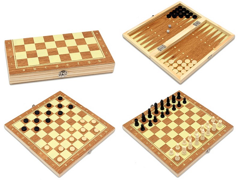 Шахматы, нарды, шашки пластиковые с доской 24*24 см P00028 М