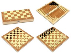 59397 [P00028 М]Шахматы, нарды, шашки пластиковые с доской 24*24 см P00028 М