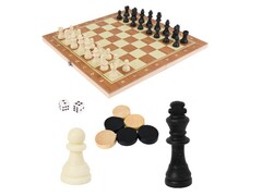 Шахматы, шашки пластиковые с доской 29*29 см P00038 М
