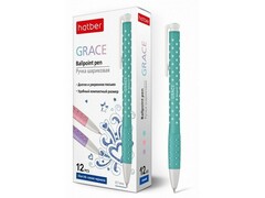 59866 [BP_058434]Ручка масляная HATBER "Grace" автомат. цветной корпус 0,7 мм СИНЯЯ (12шт/уп)