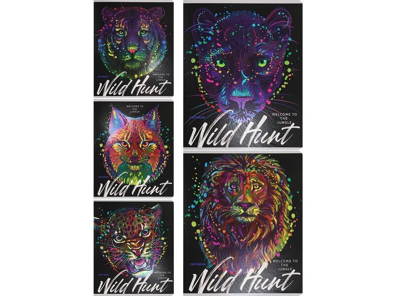 Тетрадь КЛЕТКА 48л «ДИКИЕ КОШКИ-6» (цвет. мелов. обл.)