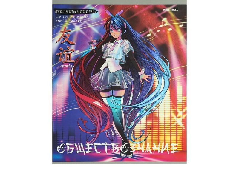 Тетрадь КЛЕТКА 48л «ОБЩЕСТВОЗНАНИЕ. АНИМЕ» (цвет. мелов. обл.)