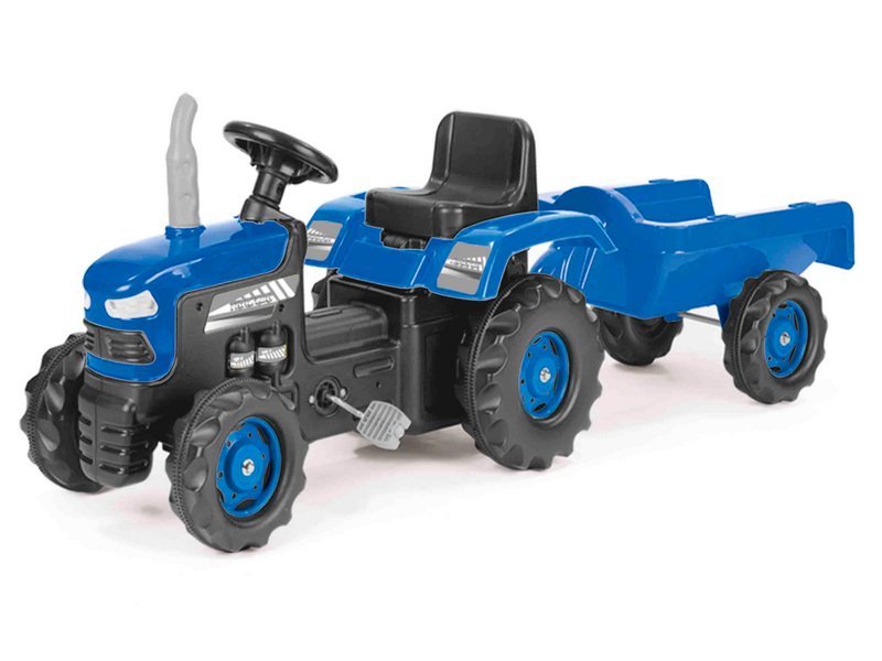 Трактор педальный DOLU с прицепом и клаксоном синий 8253