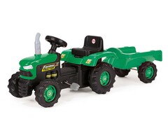 60401 [8053]Трактор педальный DOLU с прицепом и клаксоном зеленый 8053