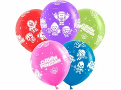 60467 [501543]Набор воздушных шаров «С Днем Рождения! Бравл Старс» ассорти, пастель 12'' 25 шт