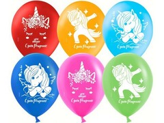 60472 [612686-25]Набор воздушных шаров «С Днем Рождения! Единороги» ассорти, пастель 12'' 25 шт
