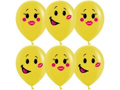 60488 [612835]Набор воздушных шаров «Озорные смайлы» желтый, пастель 12'' 25 шт
