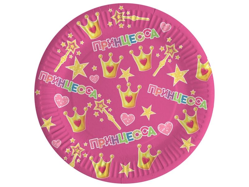 Набор тарелок «Принцесса» розовый 23 см 6 шт