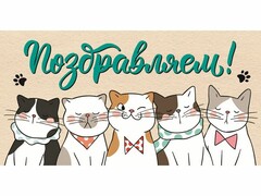 Конверт для денег «Поздравляем!» (коты) 1-04-0346