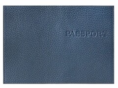 Обложка для паспорта из натуральной кожи темно-синяя ОП-5462