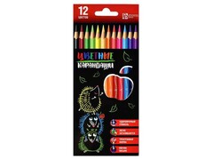 Набор цветных трехгранных карандашей «ЕЖИКИ С ЯБЛОКОМ» 12 цветов