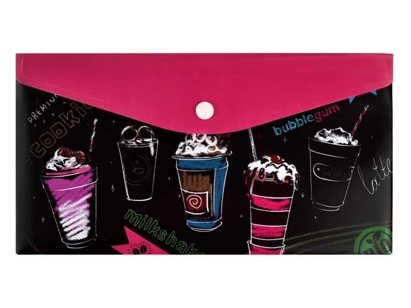 Купить оптом Папка 26*14 см для документов «КОКТЕЙЛИ» (пластик, на кнопке) в Луганске