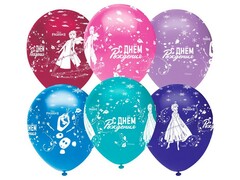 62033 [812223]Набор воздушных шаров «Холодное сердце. С Днем Рождения!» ассорти, пастель 12'' 25 шт