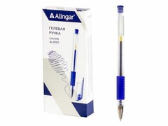 Ручка гелевая ALINGAR прозрачный корпус 0,5 мм СИНЯЯ (12шт/уп)