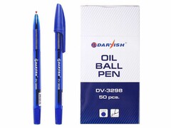 62476 [DV-3298]Ручка масляная «DARVISH» прозрачный синий корпус 0,7 мм СИНЯЯ (50шт/уп)