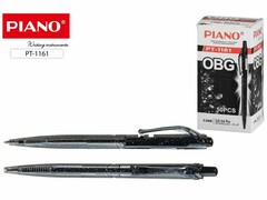 62482 [PT-1161 чер]Ручка масляная автомат. «PIANO» черный трехгранный корпус 0,8 мм ЧЕРНАЯ (50шт/уп)